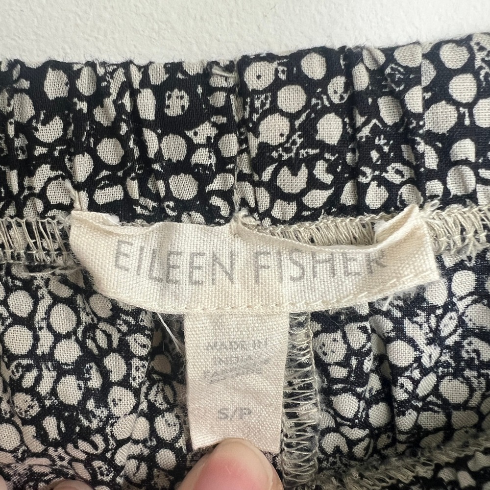 Eileen Fisher Black and White Pebble Dot Print Wide Leg‎ Lagenlook Minimal Pants - Picture 5 of 9